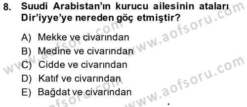 Modern Ortadoğu Tarihi Dersi 2014 - 2015 Yılı (Final) Dönem Sonu Sınavı 8. Soru