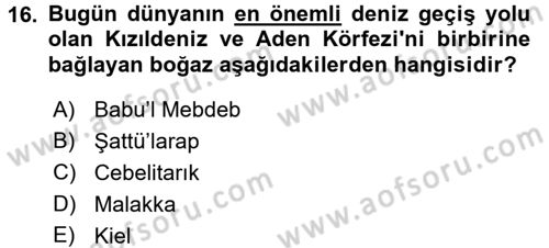 Modern Ortadoğu Tarihi Dersi 2015 - 2016 Yılı (Vize) Ara Sınav Soruları 16. Soru