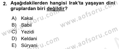 Modern Ortadoğu Tarihi Dersi 2015 - 2016 Yılı (Vize) Ara Sınav Soruları 2. Soru