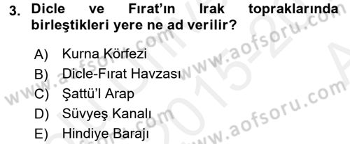 Modern Ortadoğu Tarihi Dersi 2015 - 2016 Yılı (Vize) Ara Sınav Soruları 3. Soru