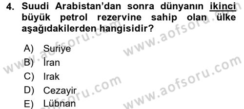 Modern Ortadoğu Tarihi Dersi 2015 - 2016 Yılı (Vize) Ara Sınav Soruları 4. Soru