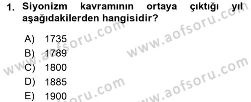 Modern Ortadoğu Tarihi Dersi 2015 - 2016 Yılı (Final) Dönem Sonu Sınav Soruları 1. Soru