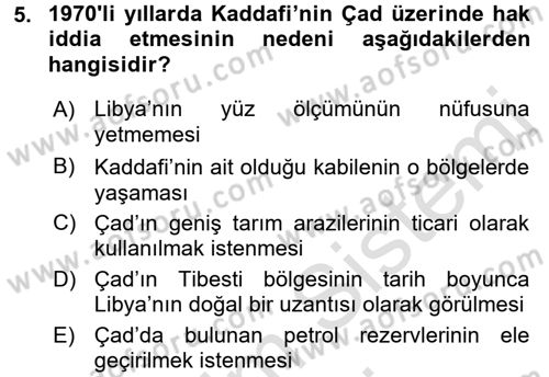 Modern Ortadoğu Tarihi Dersi 2015 - 2016 Yılı (Final) Dönem Sonu Sınav Soruları 5. Soru