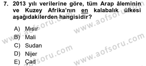 Modern Ortadoğu Tarihi Dersi 2015 - 2016 Yılı (Final) Dönem Sonu Sınav Soruları 7. Soru