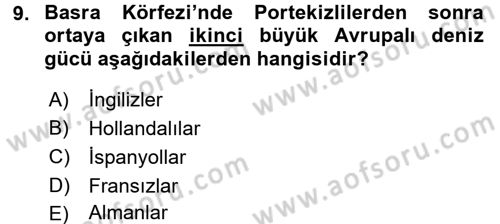 Modern Ortadoğu Tarihi Dersi 2015 - 2016 Yılı (Final) Dönem Sonu Sınav Soruları 9. Soru