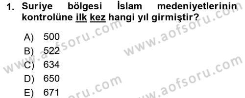 Modern Ortadoğu Tarihi Dersi 2015 - 2016 Yılı Tek Ders Sınav Soruları 1. Soru