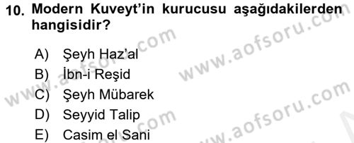 Modern Ortadoğu Tarihi Dersi 2015 - 2016 Yılı Tek Ders Sınav Soruları 10. Soru