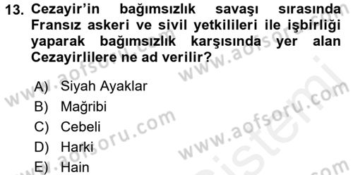 Modern Ortadoğu Tarihi Dersi 2015 - 2016 Yılı Tek Ders Sınav Soruları 13. Soru