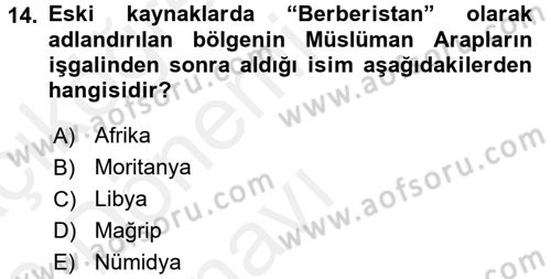 Modern Ortadoğu Tarihi Dersi 2015 - 2016 Yılı Tek Ders Sınav Soruları 14. Soru
