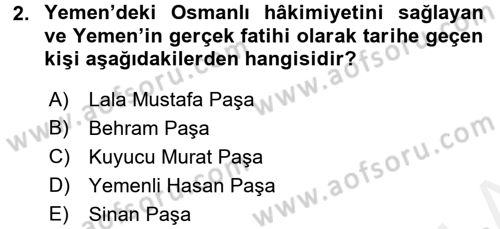 Modern Ortadoğu Tarihi Dersi 2015 - 2016 Yılı Tek Ders Sınav Soruları 2. Soru