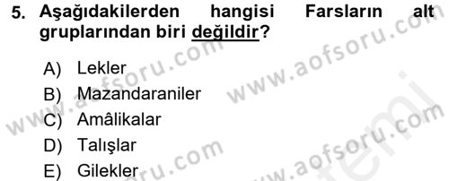 Modern Ortadoğu Tarihi Dersi 2015 - 2016 Yılı Tek Ders Sınav Soruları 5. Soru