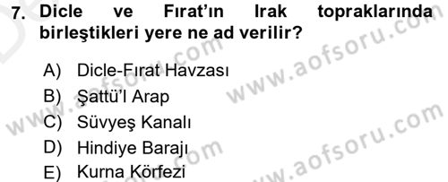 Modern Ortadoğu Tarihi Dersi 2015 - 2016 Yılı Tek Ders Sınav Soruları 7. Soru