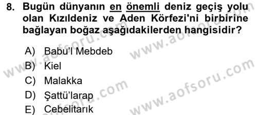 Modern Ortadoğu Tarihi Dersi 2015 - 2016 Yılı Tek Ders Sınav Soruları 8. Soru