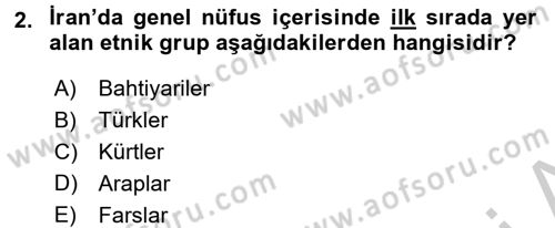 Modern Ortadoğu Tarihi Dersi 2016 - 2017 Yılı 3 Ders Sınav Soruları 2. Soru