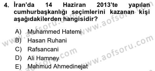 Modern Ortadoğu Tarihi Dersi 2016 - 2017 Yılı 3 Ders Sınav Soruları 4. Soru