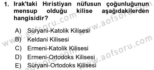 Modern Ortadoğu Tarihi Dersi 2016 - 2017 Yılı (Vize) Ara Sınav Soruları 1. Soru