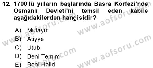 Modern Ortadoğu Tarihi Dersi 2016 - 2017 Yılı (Final) Dönem Sonu Sınav Soruları 12. Soru