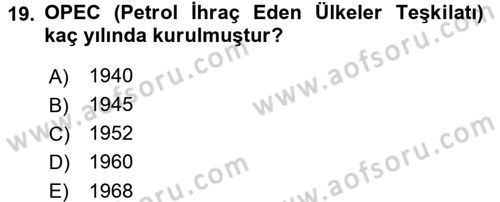 Modern Ortadoğu Tarihi Dersi 2016 - 2017 Yılı (Final) Dönem Sonu Sınav Soruları 19. Soru