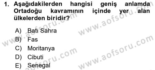 Modern Ortadoğu Tarihi Dersi 2017 - 2018 Yılı (Vize) Ara Sınav Soruları 1. Soru