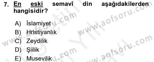 Modern Ortadoğu Tarihi Dersi 2017 - 2018 Yılı (Vize) Ara Sınav Soruları 7. Soru