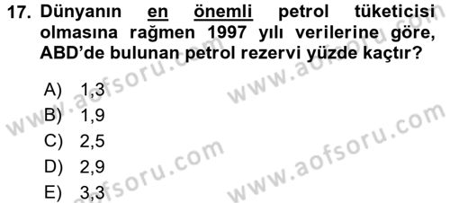 Modern Ortadoğu Tarihi Dersi 2017 - 2018 Yılı (Final) Dönem Sonu Sınav Soruları 17. Soru