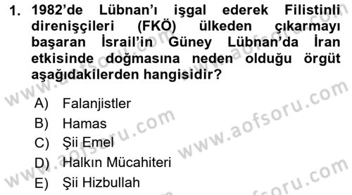 Modern Ortadoğu Tarihi Dersi 2018 - 2019 Yılı 3 Ders Sınavı 1. Soru