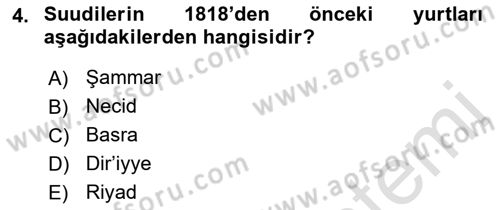 Modern Ortadoğu Tarihi Dersi 2018 - 2019 Yılı 3 Ders Sınavı 4. Soru