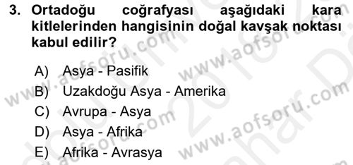 Modern Ortadoğu Tarihi Dersi 2018 - 2019 Yılı (Vize) Ara Sınav Soruları 3. Soru