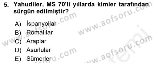 Modern Ortadoğu Tarihi Dersi 2018 - 2019 Yılı (Vize) Ara Sınav Soruları 5. Soru