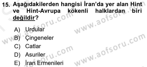 Modern Ortadoğu Tarihi Dersi 2018 - 2019 Yılı (Final) Dönem Sonu Sınav Soruları 15. Soru