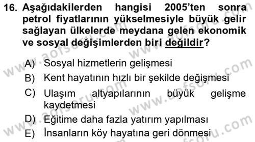 Modern Ortadoğu Tarihi Dersi 2018 - 2019 Yılı (Final) Dönem Sonu Sınav Soruları 16. Soru