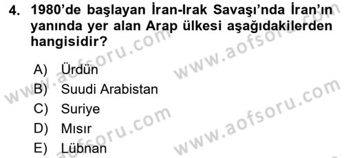 Modern Ortadoğu Tarihi Dersi 2018 - 2019 Yılı (Final) Dönem Sonu Sınav Soruları 4. Soru