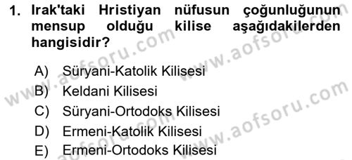 Modern Ortadoğu Tarihi Dersi 2018 - 2019 Yılı Yaz Okulu Sınav Soruları 1. Soru