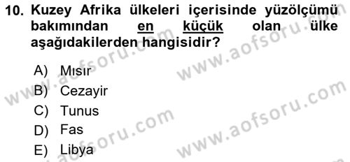 Modern Ortadoğu Tarihi Dersi 2018 - 2019 Yılı Yaz Okulu Sınav Soruları 10. Soru