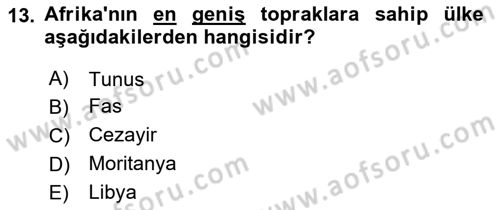 Modern Ortadoğu Tarihi Dersi 2018 - 2019 Yılı Yaz Okulu Sınav Soruları 13. Soru