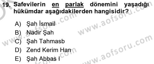 Modern Ortadoğu Tarihi Dersi 2018 - 2019 Yılı Yaz Okulu Sınav Soruları 19. Soru