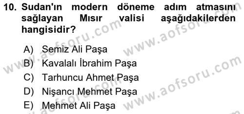 Modern Ortadoğu Tarihi Dersi 2020 - 2021 Yılı Yaz Okulu Sınav Soruları 10. Soru