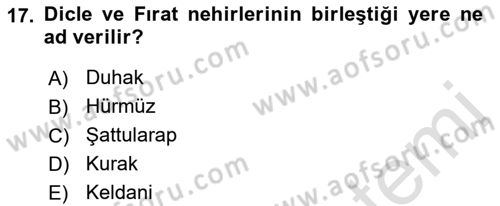 Modern Ortadoğu Tarihi Dersi 2021 - 2022 Yılı (Vize) Ara Sınav Soruları 17. Soru