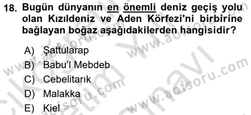 Modern Ortadoğu Tarihi Dersi 2021 - 2022 Yılı (Vize) Ara Sınav Soruları 18. Soru