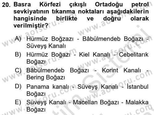 Modern Ortadoğu Tarihi Dersi 2021 - 2022 Yılı (Final) Dönem Sonu Sınavı 20. Soru