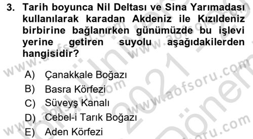 Modern Ortadoğu Tarihi Dersi 2021 - 2022 Yılı (Final) Dönem Sonu Sınav Soruları 3. Soru