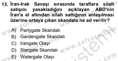 Modern Ortadoğu Tarihi Dersi 2023 - 2024 Yılı (Final) Dönem Sonu Sınav Soruları 13. Soru