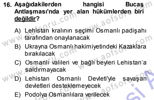 Osmanlı Diplomasisi Dersi 2013 - 2014 Yılı (Vize) Ara Sınav Soruları 16. Soru