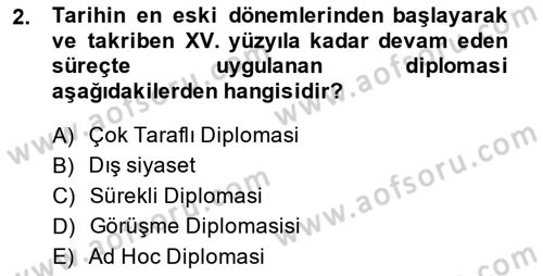 Osmanlı Diplomasisi Dersi 2013 - 2014 Yılı (Vize) Ara Sınav Soruları 2. Soru