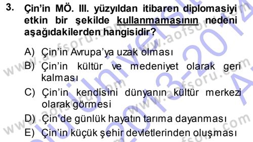 Osmanlı Diplomasisi Dersi Ara Sınavı Deneme Sınav Soruları 3. Soru