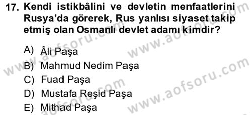 Osmanlı Diplomasisi Dersi 2013 - 2014 Yılı (Final) Dönem Sonu Sınav Soruları 17. Soru