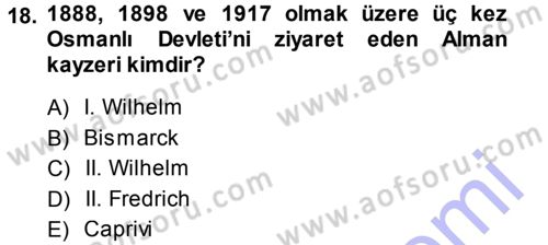 Osmanlı Diplomasisi Dersi 2013 - 2014 Yılı (Final) Dönem Sonu Sınav Soruları 18. Soru