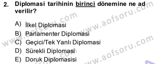 Osmanlı Diplomasisi Dersi 2013 - 2014 Yılı (Final) Dönem Sonu Sınav Soruları 2. Soru