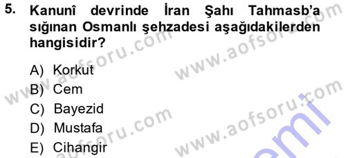 Osmanlı Diplomasisi Dersi 2013 - 2014 Yılı (Final) Dönem Sonu Sınav Soruları 5. Soru