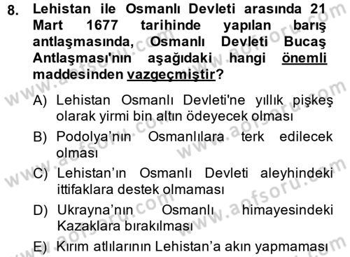 Osmanlı Diplomasisi Dersi 2013 - 2014 Yılı (Final) Dönem Sonu Sınav Soruları 8. Soru